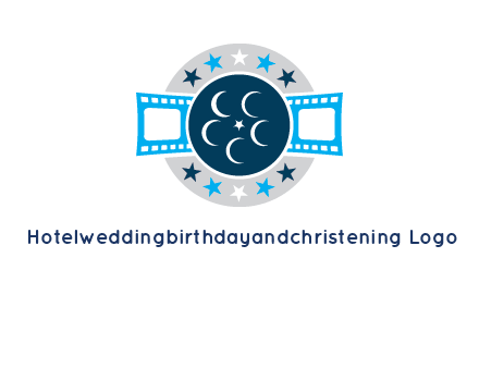 film reel inside the circle with stars logo