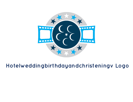 film reel inside the circle with stars logo