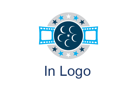 film reel inside the circle with stars logo