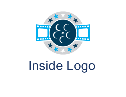 film reel inside the circle with stars logo