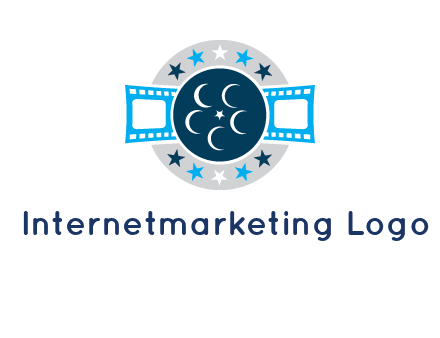 film reel inside the circle with stars logo