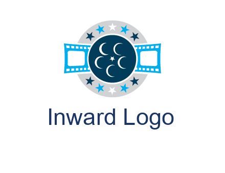 film reel inside the circle with stars logo