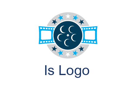 film reel inside the circle with stars logo