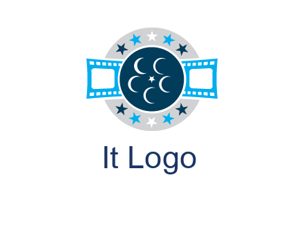 film reel inside the circle with stars logo