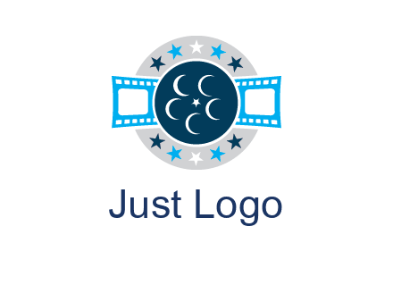 film reel inside the circle with stars logo
