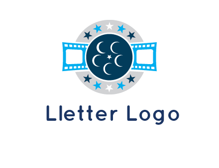 film reel inside the circle with stars logo