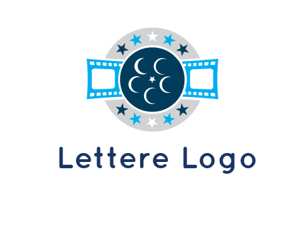 film reel inside the circle with stars logo