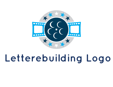 film reel inside the circle with stars logo