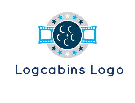 film reel inside the circle with stars logo