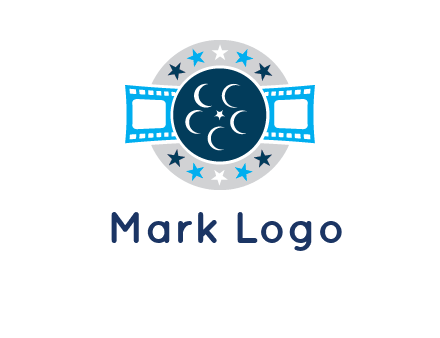film reel inside the circle with stars logo