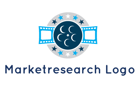 film reel inside the circle with stars logo
