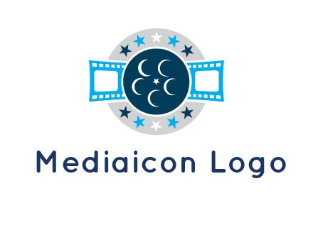 film reel inside the circle with stars logo