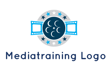 film reel inside the circle with stars logo