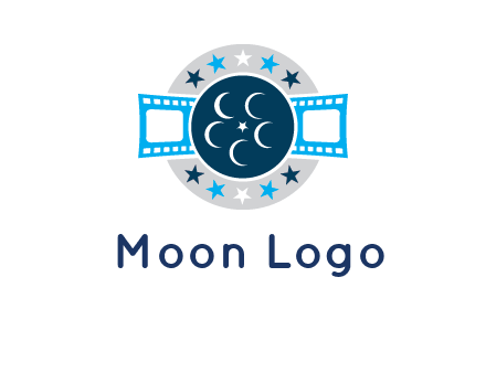 film reel inside the circle with stars logo