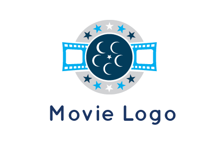 film reel inside the circle with stars logo