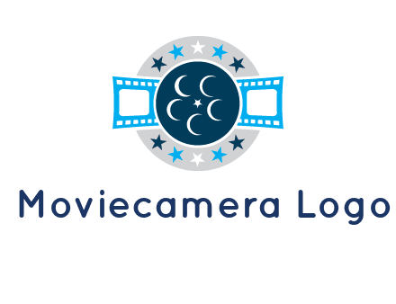 film reel inside the circle with stars logo