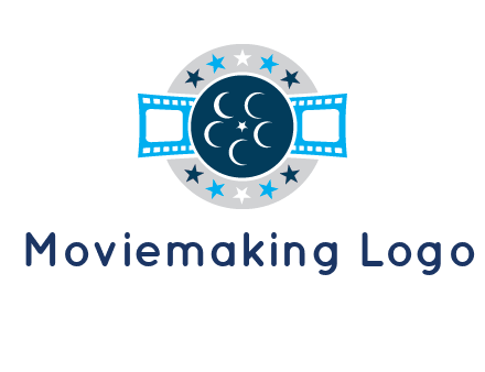 film reel inside the circle with stars logo