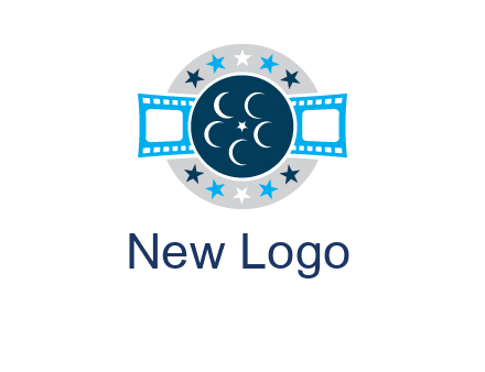 film reel inside the circle with stars logo