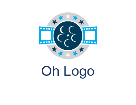 film reel inside the circle with stars logo
