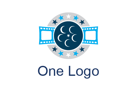 film reel inside the circle with stars logo