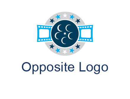 film reel inside the circle with stars logo