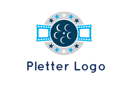 film reel inside the circle with stars logo