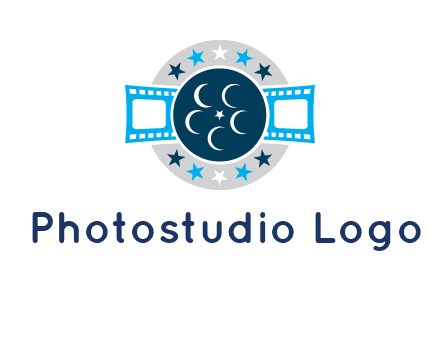 film reel inside the circle with stars logo