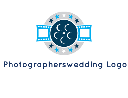 film reel inside the circle with stars logo