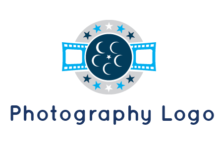 film reel inside the circle with stars logo