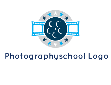film reel inside the circle with stars logo
