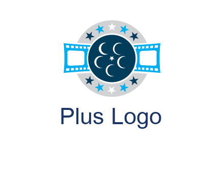 film reel inside the circle with stars logo