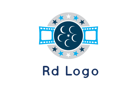 film reel inside the circle with stars logo