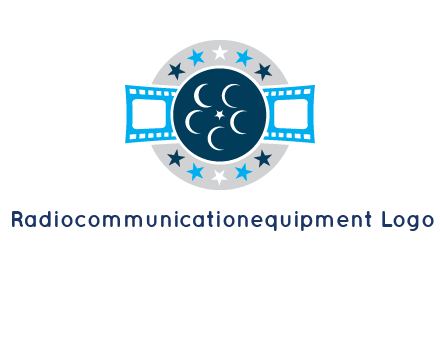 film reel inside the circle with stars logo