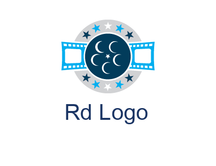 film reel inside the circle with stars logo