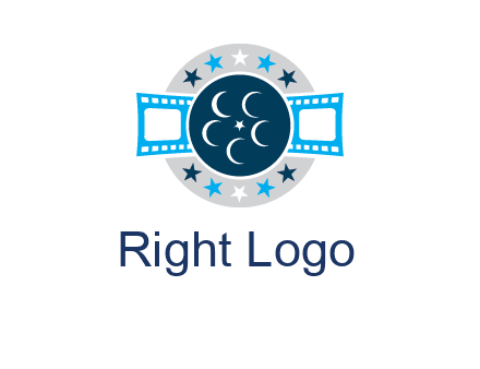 film reel inside the circle with stars logo