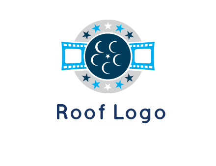 film reel inside the circle with stars logo