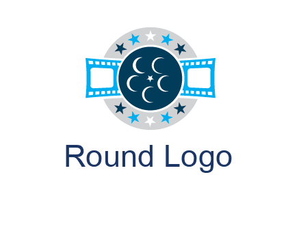 film reel inside the circle with stars logo