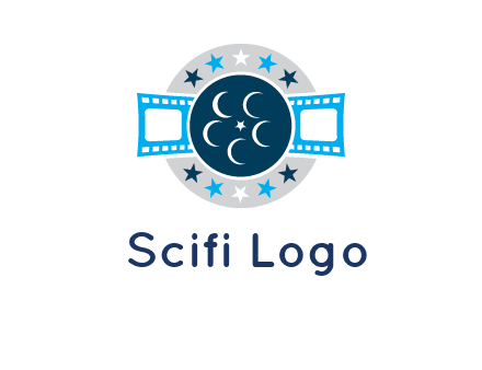 film reel inside the circle with stars logo