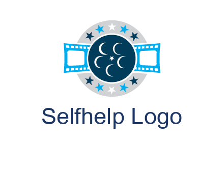 film reel inside the circle with stars logo
