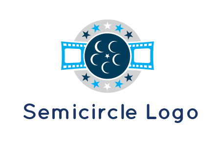 film reel inside the circle with stars logo