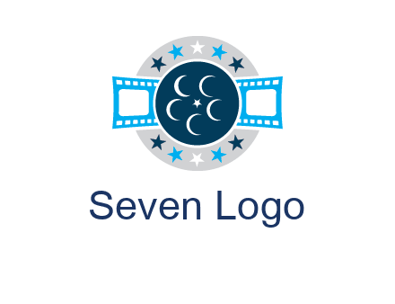 film reel inside the circle with stars logo
