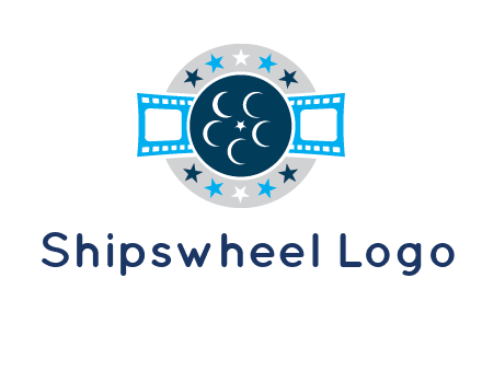 film reel inside the circle with stars logo