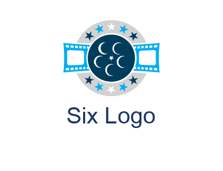 film reel inside the circle with stars logo