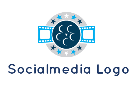 film reel inside the circle with stars logo