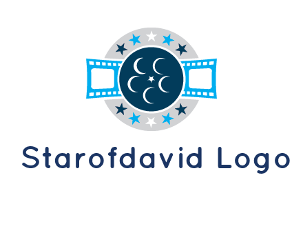 film reel inside the circle with stars logo