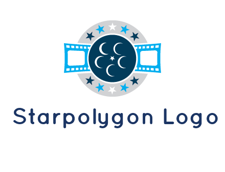 film reel inside the circle with stars logo