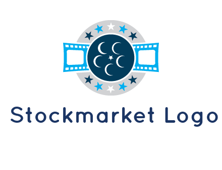 film reel inside the circle with stars logo