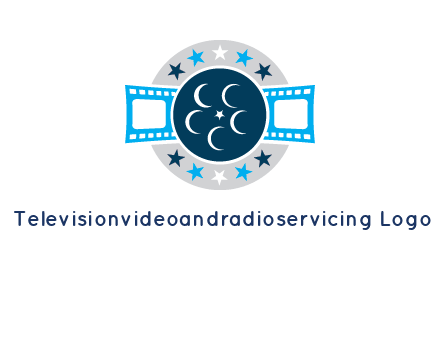 film reel inside the circle with stars logo