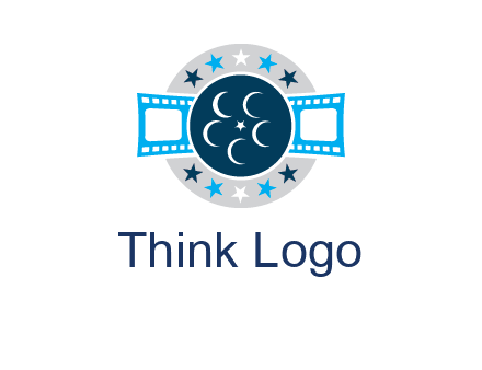 film reel inside the circle with stars logo