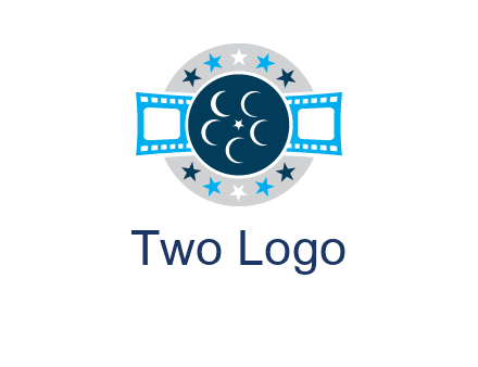 film reel inside the circle with stars logo